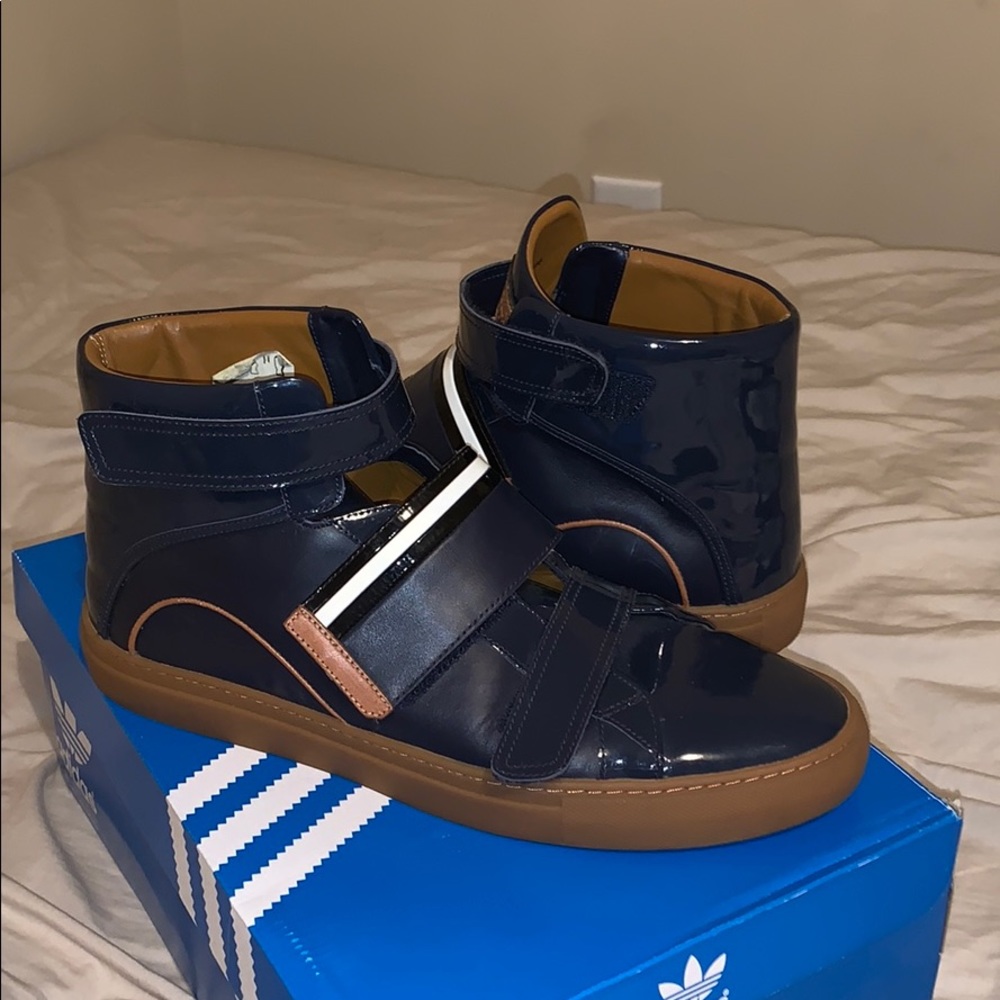 Bally Ink Blue Patent Leather shoes.